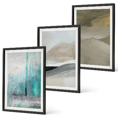 Set de 3 cuadros decorativos con diseño abstracto pintado