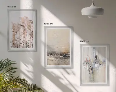 Set de 3 cuadros abstractos para salón con motivos de vegetación