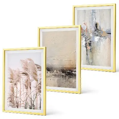 Set de 3 cuadros abstractos para salón con motivos de vegetación
