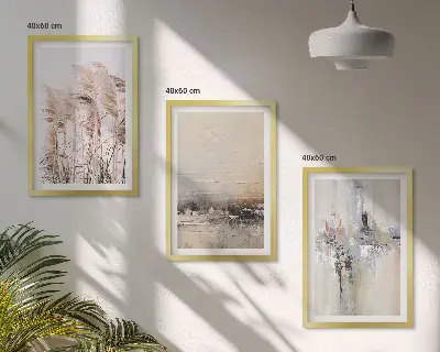 Set de 3 cuadros abstractos para salón con motivos de vegetación