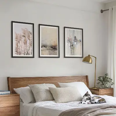 Set de 3 cuadros abstractos para salón con motivos de vegetación