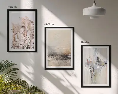 Set de 3 cuadros abstractos para salón con motivos de vegetación