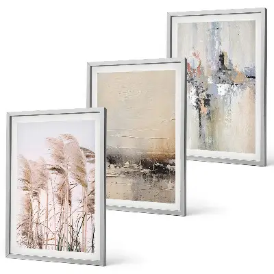 Set de 3 cuadros abstractos para salón con motivos de vegetación