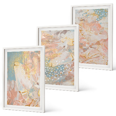 Juego de 3 cuadros patrones abstractos en tonos pastel
