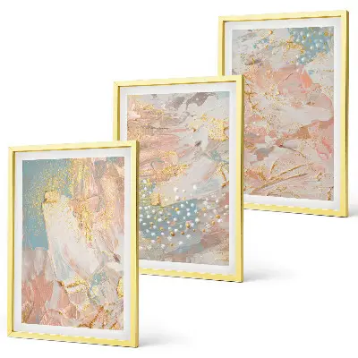 Juego de 3 cuadros con patrones abstractos en tonos pastel