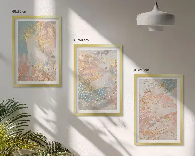 Juego de 3 cuadros con patrones abstractos en tonos pastel