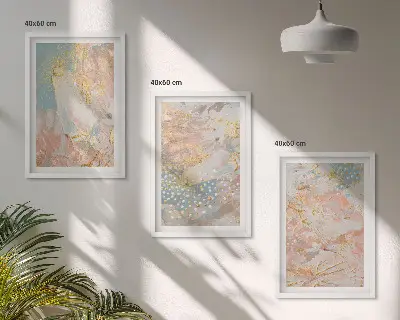 Juego de 3 cuadros con patrones abstractos en tonos pastel