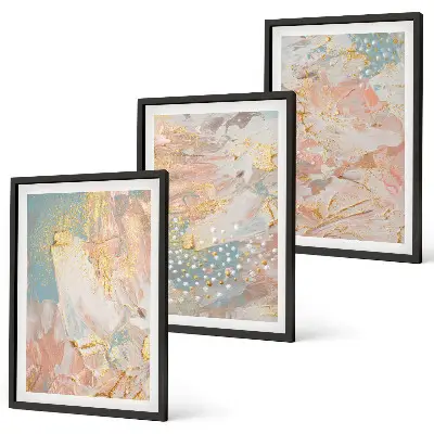 Juego de 3 cuadros con patrones abstractos en tonos pastel