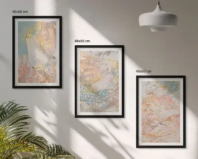Juego de 3 cuadros con patrones abstractos en tonos pastel