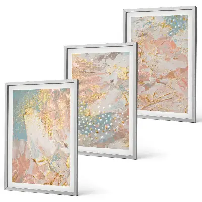 Juego de 3 cuadros con patrones abstractos en tonos pastel