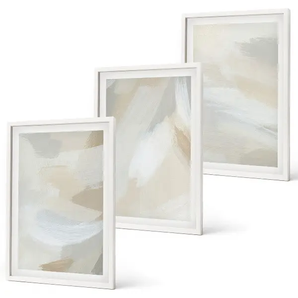 Set de 3 cuadros para salón con diseño de fondo abstracto de pinceladas