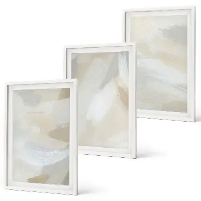 Set de 3 cuadros para salón con diseño de fondo abstracto de pinceladas