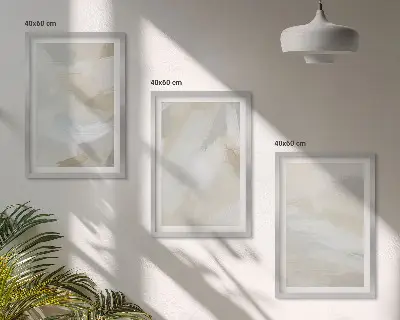 Set de 3 cuadros para salón con diseño de fondo abstracto de pinceladas