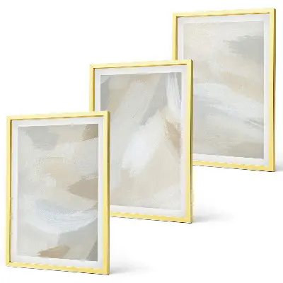 Set de 3 cuadros para salón con diseño de fondo abstracto de pinceladas