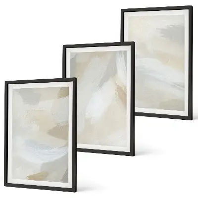 Set de 3 cuadros para salón con diseño de fondo abstracto de pinceladas