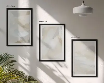 Set de 3 cuadros para salón con diseño de fondo abstracto de pinceladas