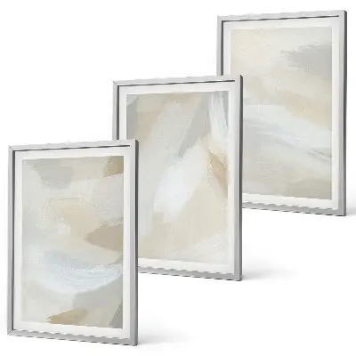 Set de 3 cuadros para salón con diseño de fondo abstracto de pinceladas