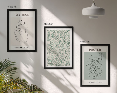 Juego de 3 cuadros Líneas, motivos vegetales, minimalismo