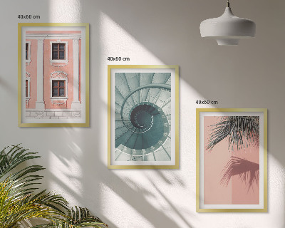 Set de 3 cuadros para salón Arquitectura espiral en tonos pastel