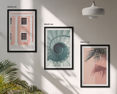 Set de 3 cuadros para salón Arquitectura espiral en tonos pastel