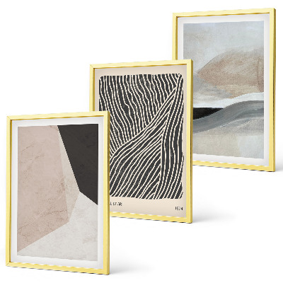 Juego de 3 cuadros Estampados abstractos en tonos beige y gris.