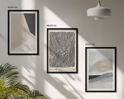 Juego de 3 cuadros Estampados abstractos en tonos beige y gris.