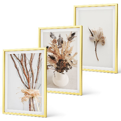Set de 3 cuadros para salón Ramas de flores minimalistas