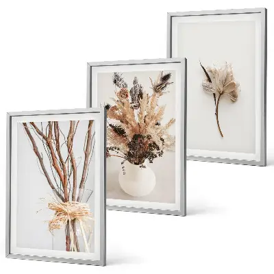 Set de 3 cuadros de ramas de flores minimalistas para salón