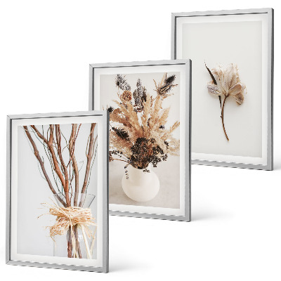 Set de 3 cuadros para salón Ramas de flores minimalistas