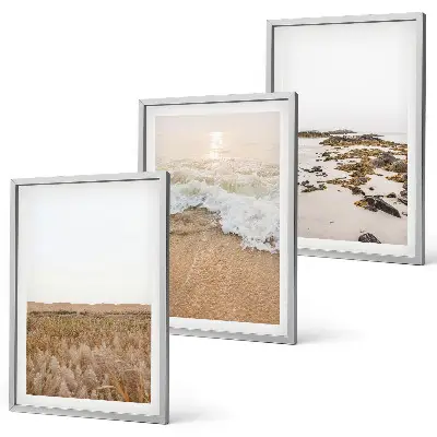 Set de 3 cuadros decorativos para salón con diseño de olas de playa, piedras y verano