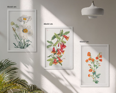 Juego de 3 cuadros Arreglos florales retro