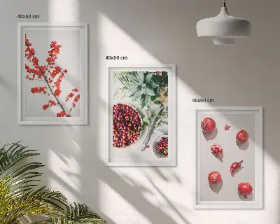 Juego de 3 cuadros con diseño minimalista de frutos rojos