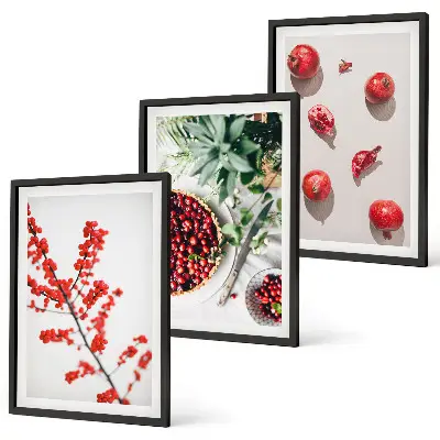 Juego de 3 cuadros con diseño minimalista de frutos rojos