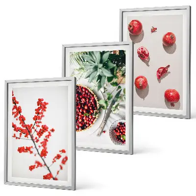 Juego de 3 cuadros con diseño minimalista de frutos rojos