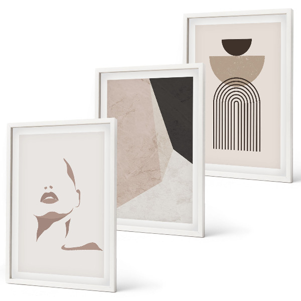 Juego de 3 cuadros Formas faciales abstractas