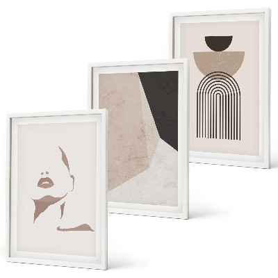 Juego de 3 cuadros Formas faciales abstractas