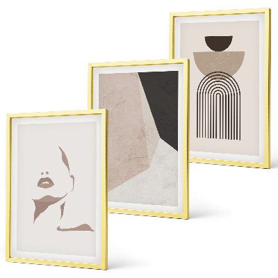 Juego de 3 cuadros Formas faciales abstractas