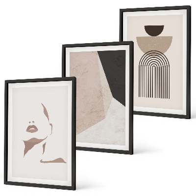 Juego de 3 cuadros Formas faciales abstractas