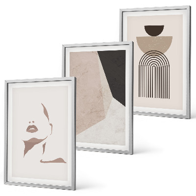 Juego de 3 cuadros Formas faciales abstractas