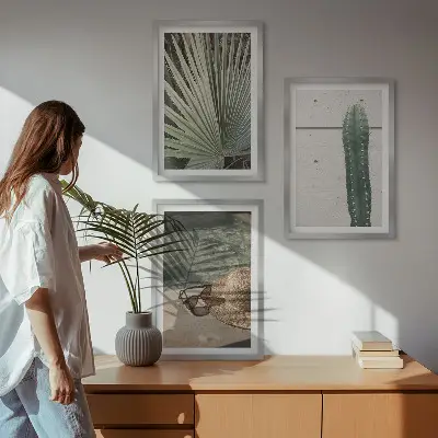 Juego de 3 cuadros de accesorios para plantas tropicales 