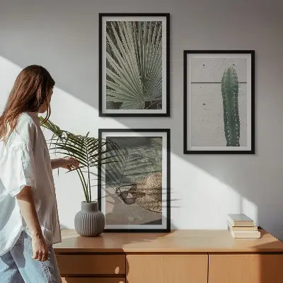 Juego de 3 cuadros de accesorios para plantas tropicales 