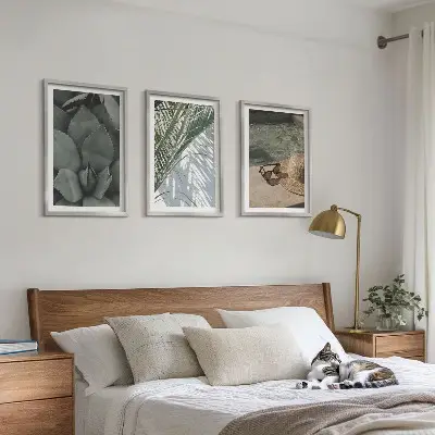 Set de 3 cuadros de plantas tropicales decoración para salón inspirada en vacaciones