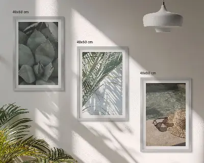Set de 3 cuadros de plantas tropicales decoración para salón inspirada en vacaciones