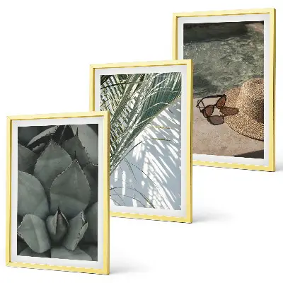Set de 3 cuadros de plantas tropicales decoración para salón inspirada en vacaciones