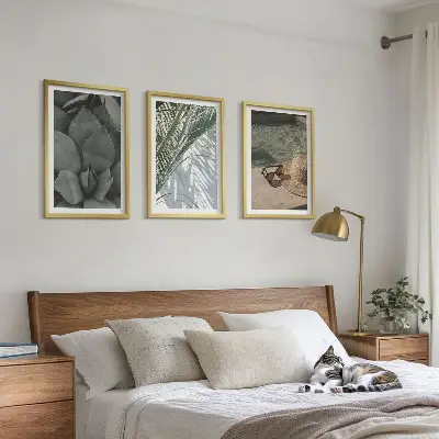 Set de 3 cuadros de plantas tropicales decoración para salón inspirada en vacaciones