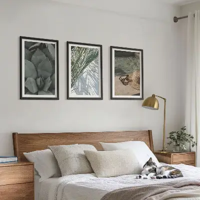 Set de 3 cuadros de plantas tropicales decoración para salón inspirada en vacaciones