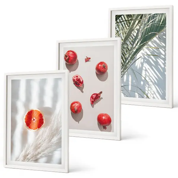 Juego de 3 cuadros decorativos de fruta de palma navideña