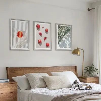 Juego de 3 cuadros decorativos de fruta de palma navideña