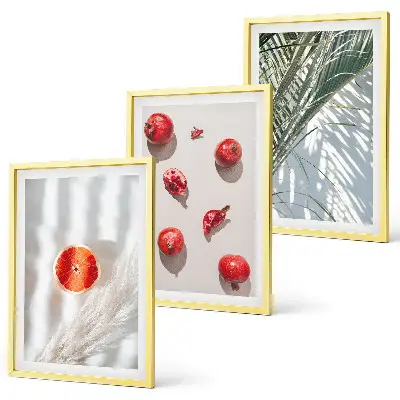 Juego de 3 cuadros decorativos de fruta de palma navideña