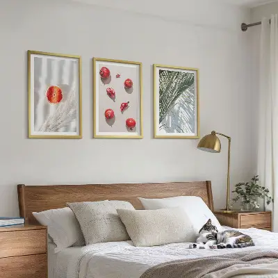 Juego de 3 cuadros decorativos de fruta de palma navideña